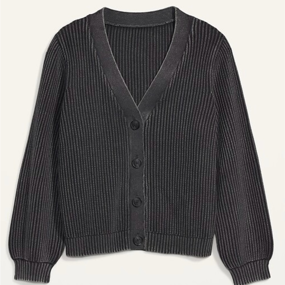 Old Navy Acid-Wash Shaker-Stitch Button-Front Cardigan Sweater